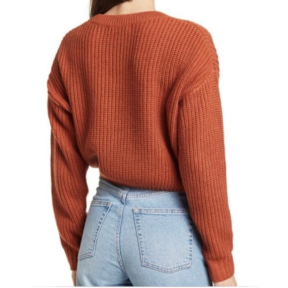 Elodie Cropped Knitted Crewneck Sweater Rust - Picture 2 of 10